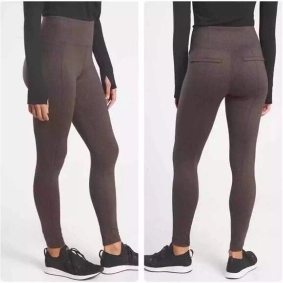 Athleta Delancey Houndstooth Tight Brown High Rise Size Small Tall - Picture 1 of 6